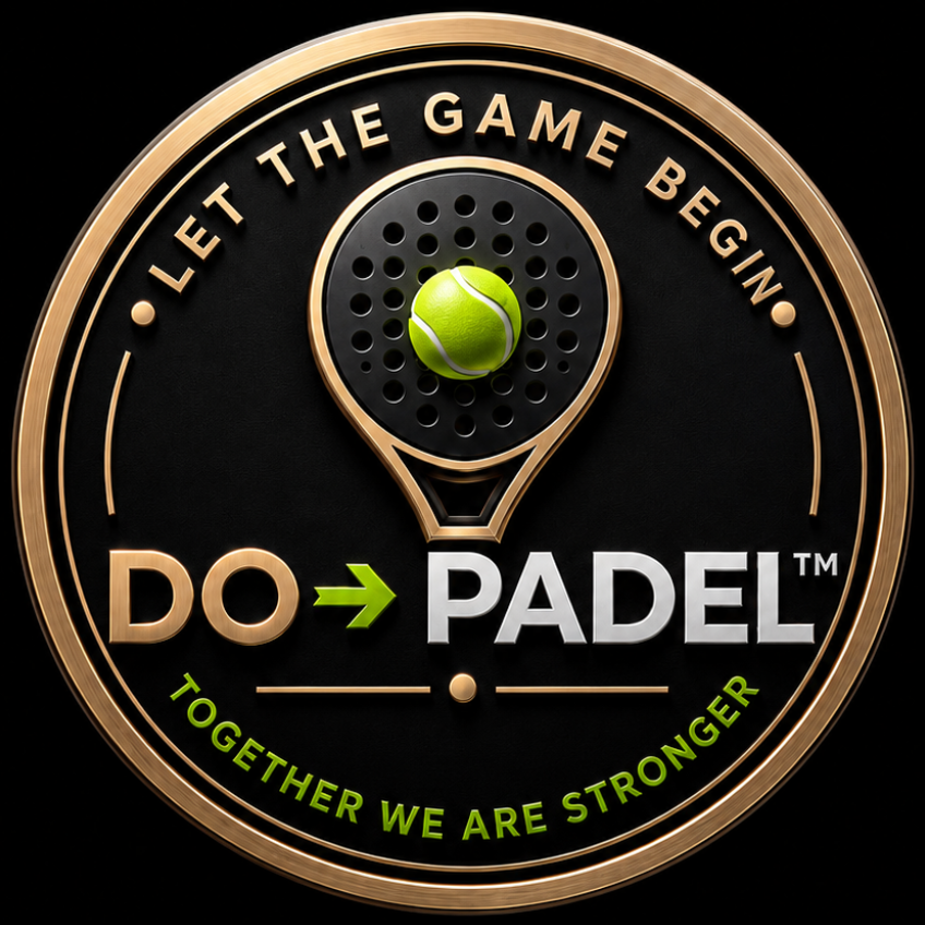 DO&rarr;PADEL&trade; club badge &mdash; Let The Game Begin. Together We Are Stronger.
